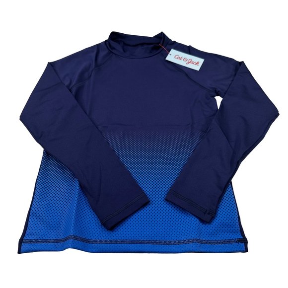 Cat And Jack Boy's Size Medium 8-10 Shirt Long Sleeve Blue New With Tags - Picture 1 of 13